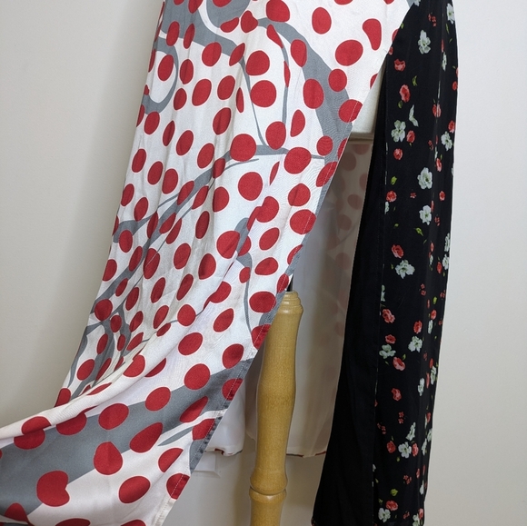 Foxiedox Polka Dot/Floral Contrast Satin Maxi Dress Size Small NWT - Picture 8 of 14